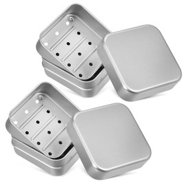 2Pcs Soap Tin, Travel Soap Case with Removable Draining and Lid, Aluminum Soap Box, Portable Shower Soap Box, Rectangular Aluminum Silver Soap Tin for Home, Bathroom