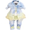 Yao Little Girls Denim Clothing Sets 3 Pieces Sets T