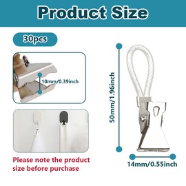 CZAKOMIX 30 Pieces Tea Towel Clips, Towel Clip Hooks, Metal Tea Towel Hooks, Towel Hangers for Bathroom Wardrobe Hats Pants Towel Socks (White)