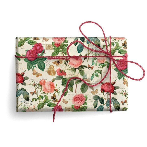 Kartos Vintage Roses Italian Wrapping Paper, Folded