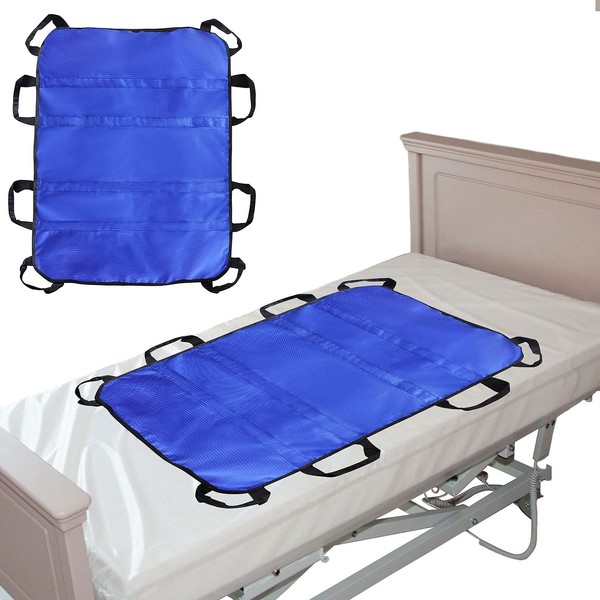 CareFound 139,7 x 91,4 cm, almohadilla de posicionamiento, tabla de transferencia de pacientes con 8 asas, hoja de paciente reutilizable y lavable para girar, reposicionamiento, tela súper duradera