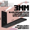 4 Pcs Black 8"X4" 4mm Heavy Duty Shelf Brackets Industrial