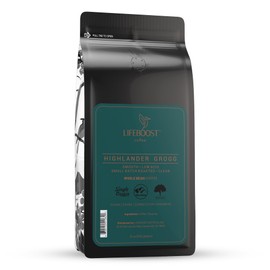 Lifeboost Highlander Grogg Whole Bean Coffee - Low Acid Single Origin USDA Organic Coffee - Non-GMO Highlander Grogg Coffee Beans Third Party Tested For Mycotoxins & Pesticides - 12 Ounces