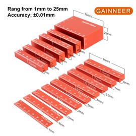 15pcs Metric Setup Blocks-Aluminum Precision Height Gauge Set for Router and Table Saw Woodworking Set Up Accessories,Orange