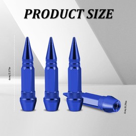 QZTYTY 4PCS 60mm Spiked Aluminum Stem Valve Caps, Tire Valve Caps, Dustproof Tire Wheel Stem Caps, Universal Tire Air Cap Car Accessories Compatible with Cars, SUVs,Trucks Bicycles (Blue, 60mm)