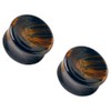 Pierced Owl Natural Concave Dark Tiger Eye Stone Double Flared