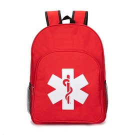 Jipemtra Red Emergency Bag First Aid Backpack Empty Medical First Aid Bag Treatment First Responder Trauma Bag for Camping Cycling Hiking Daycare Outdoors (Red 2)