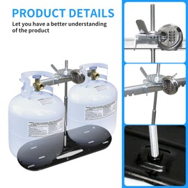 RVPNR RV Dual Propane Tank Mounting Rack with Locking Device for 40lb,30lb and 20ld Tanks，for Camper and Travel Trailers with Different Connecting Pipes, (Black Lock)
