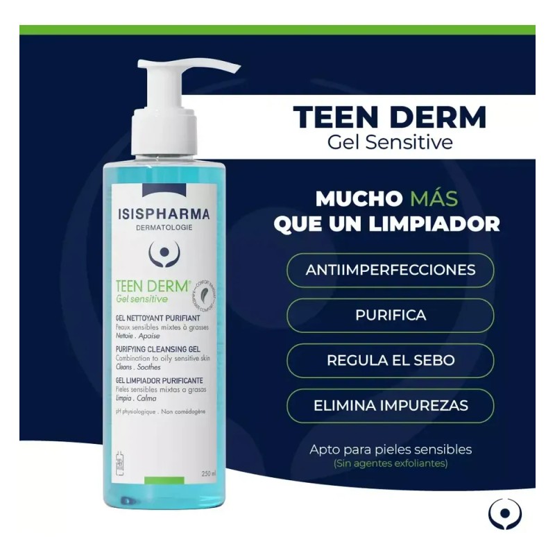 Isispharma Teen Derm Sensitive Gel Limpiador Piel Sensible Grasa Mixta