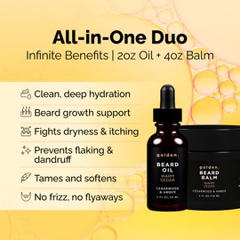 Golden Grooming Beard Bundle for Black Men | Natural Beard Growth Kit with Shea Butter (XL, Warm Cedar)