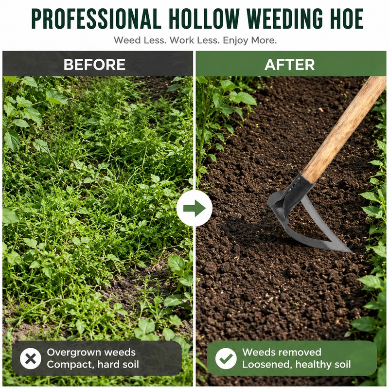 Handheld Hollow Weeding Hoe for Garden Care – Thickened Steel