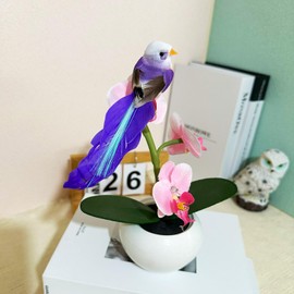 6pcs Artificial Birds Clip on Birds Decorative Christmas Tree Ornaments Fake Bird with a Gold Thread on Its Tail for Yard Patio Wreath Designs Flower Floral Garden Decor