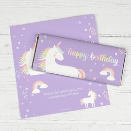 25 Count Girls Birthday Rainbow Unicorn Party Chocolate Bar Wrappers Only