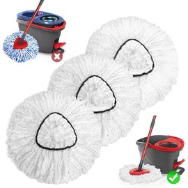 ONLY FIT for 1-TANK System) Mop Replace Head 3 Pack for O-Cedar EasyWring 1 Tank System, Microfiber Spin Mop Heads Replacement Refills for Deep Cleaning Home Bathroom Kitchen Tile Floor(NO BUCKET/HANDLE:_3 Pack Mop + 2 Brush