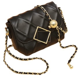 ORIJIRI Women's Chain Bag, Pochette, Cross-body Girls, Wallet, Shoulder Bag, Stylish, Cute, PU Leather (Black)