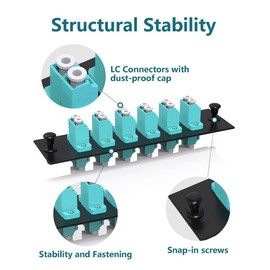 VANDESAIL 24 Fiber Port LC Fiber Optic Patch Panel,Multimode(OM3/OM4) LGX Footprint LC Adapter Panel with LC/LC UPC 6 Quad Fiber Fiber Optic Adapter,MM Fiber Optic Coupler, 1 Pack