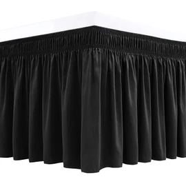 Biscaynebay Wrap Around Bed Skirts for King & Cal King Beds 16" Drop, Black Adjustable Elastic Dust Ruffles Easy Fit Wrinkle & Fade Resistant Silky Luxurious Fabric Solid Machine Washable
