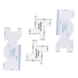 Regla de aluminio de 4 piezas, regla de aluminio de costura irregular, calibre de medición de espesor, herramientas de sastre para edredón de retazosCuadros para Acolchado