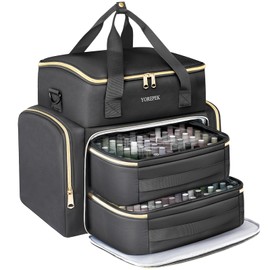 YOREPEK Extra Large Nail Polish Organizer Case Holds 96 to 100+ Bottles (15ml/0.5 fl.oz) UV lamp, Gel Polish Travel Case Bag with 2 Removable Pouches Fits Nail Suppiles, Gift for Manicurist, Girls