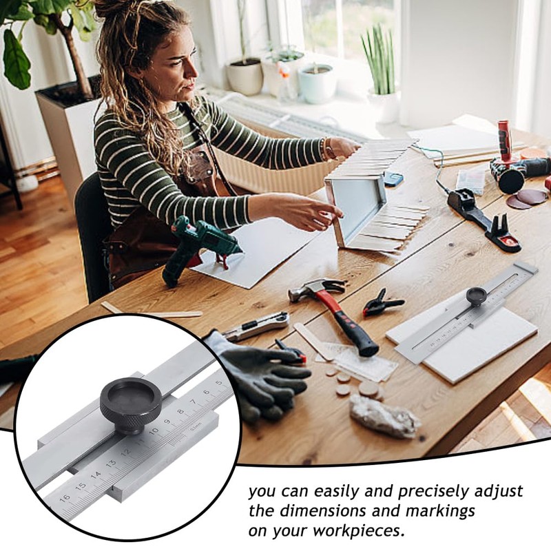 ZOESURE Precision Marking Gauge 200 mm, Scribing Tool, Matt Chrome-Plated