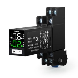 Jadeshay Time Relay 24 V, Digital Time Relay Relay Multifunctional Time Delay Relay 2NO 2NC 0.1S-99H Cycle Time Control Delay with Socket Socket
