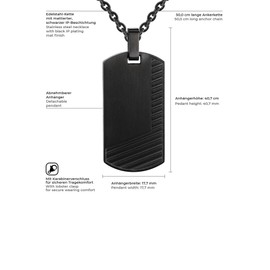 True Rebels Men’s Necklace with Pendant, Matte Stainless Steel, 6024002_2, Stainless Steel