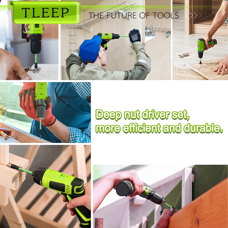 TLEEP 150MM 7/16" Magnetic Power Nut Driver Set for Impact