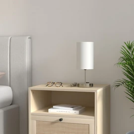 Set of 2 Touch Control Table Lamps with 2 USB Charging Ports&AC Outlet, 3-Way Dimmable Bedside Nightstand Lamps with White Fabric Lampshade for Reading, Bedroom, Living Room, A19 LED Bulbs Included