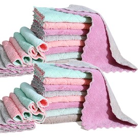 Paquete de 24 paños de limpieza para cocina, paños de cocina, paños de cocina superabsorbentes de terciopelo coral, paños de cocina de microfibra premium suaves, trapos de secado rápido, paños de