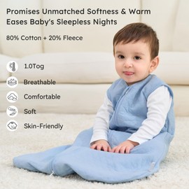 Unnivoll Baby Sleeping Bag 1.0 Tog 18-36 Months Sleep Sack Baby Sleep Bag Wearable Blanket with 2-Way Zipper for Newborn Infant Toddler Blau