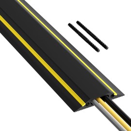 D-Line FC83H Cubierta de Cable de Piso de Servicio Mediano | Evite los peligros de tropiezos| 6 pies de Largo | Bolsillo para Cables 1 3/16" (Ancho) x 3/8" (Alto) | Negro y Amarillo