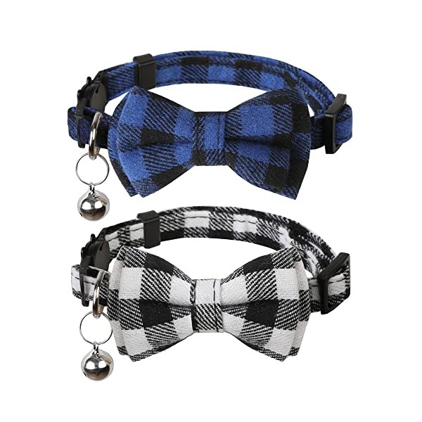 BANMODER Cat Collar Breakaway with Cute Bow Tie and Bell,Personalized