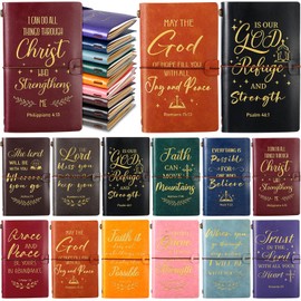 Qilery 12 Pcs Christian Gift Leather Journals Bulk Religious Inspirational Notebook Bible Verse Prayer Writing Notebook Scripture Sunday Gifts for Women Men Office Church(Multicolor)