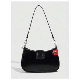 RoseSeek Women's Star Studded Chain Shoulder Handbags Color Block PU Leather Y2K Underarm Bags Purse Black One Size