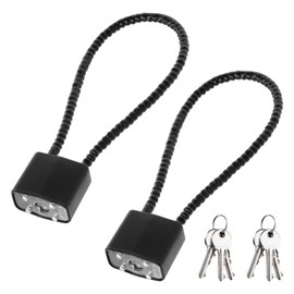 KQDRAVINE Pack of 2 Padlock with Keys, Tent Lock 28 cm, Black, Keyed Alike Wire Lock, Chain with Lock for Bike, Tent, Suitcase, Helmet, Basement, Wheelie Bin, Locker