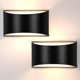Lightess Sconces Wall Decor Set of 2, Modern LED Hardwired Wall Lights, 3000K Up and Down Wall Mount Lamp, Black Indoor Sconces Wall Lighting for Living Room Bedroom Hallway Corridor (Warm White)