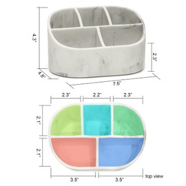 Suanti Toothbrush Holder, 5 Slots Bathroom Organizer Countertop, Resin Toothbrush Holders for Bathrooms and Offices(White)