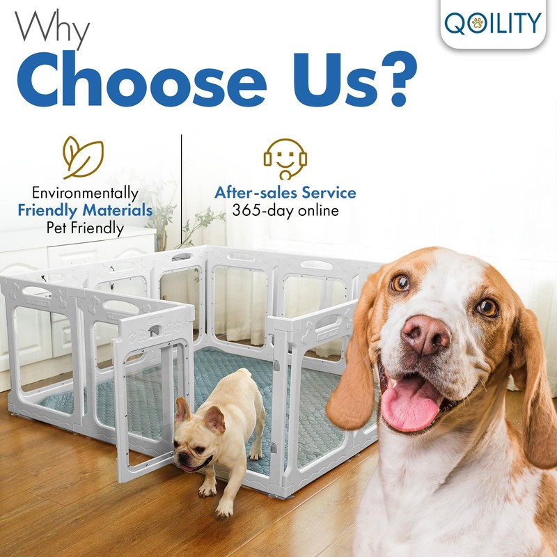 Qoility Clear Acrylic Dog Playpen Indoor, Expandable Size & Flexible