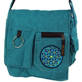 Guru-Shop Shoulder Bag, Hippie bag - Blue, Unisex Adults, Turquoise, Cotton, Size:One Size, 25x25x7 cm, Shoulder Bags