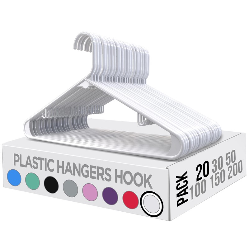 Utopia Home Plastic Hangers 20 Pack - Space Saving Clothes