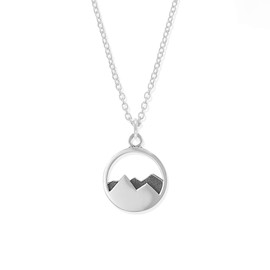 Boma Jewelry Sterling Silver Mountain Range Peak Circle Pendant Necklace, 18 Inches