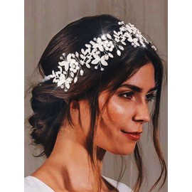 IYOU Butterfly Wedding Hair Vines Silver Leaf Bridal Headpiece Sparkly Crystal Bride Guest Hair Accessories for Women