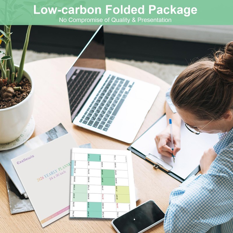 24" x 36" Exellewis 2026 Wall Calendar, Folded Large Paper
