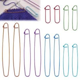 Pack of 12 Knitting Stitch Holders, Knitting Accessories, Stitch Markers, 6 Sizes, Aluminium Crochet Knitting Needles, Zinc Alloy Crochet Hooks, Knitting Needles, Needle Hooks, Sewing Markers, for