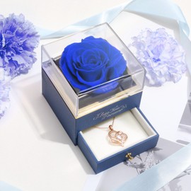 WILDLOVE Blue with I Love You to the Moon Heart, Flower Gifts for Mothers Day, Mom, Wife and Girlfriend, Anniversary Birthday Gifts for Women