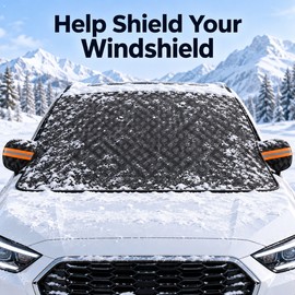 Car Windshield Cover for Ice and Snow - Black Front Window Guard with Magnetic and Non-Magnetic Options