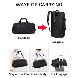 KEQIKAI Large Gym Bag for Men, 50L Sports Travel Duffle Bag with Shoe Compartment & Wet Pocket, Waterproof Anti-Theft Carry On Bag for Workout, Fitness, Outdoor, Business & Overnight Trips, Green,