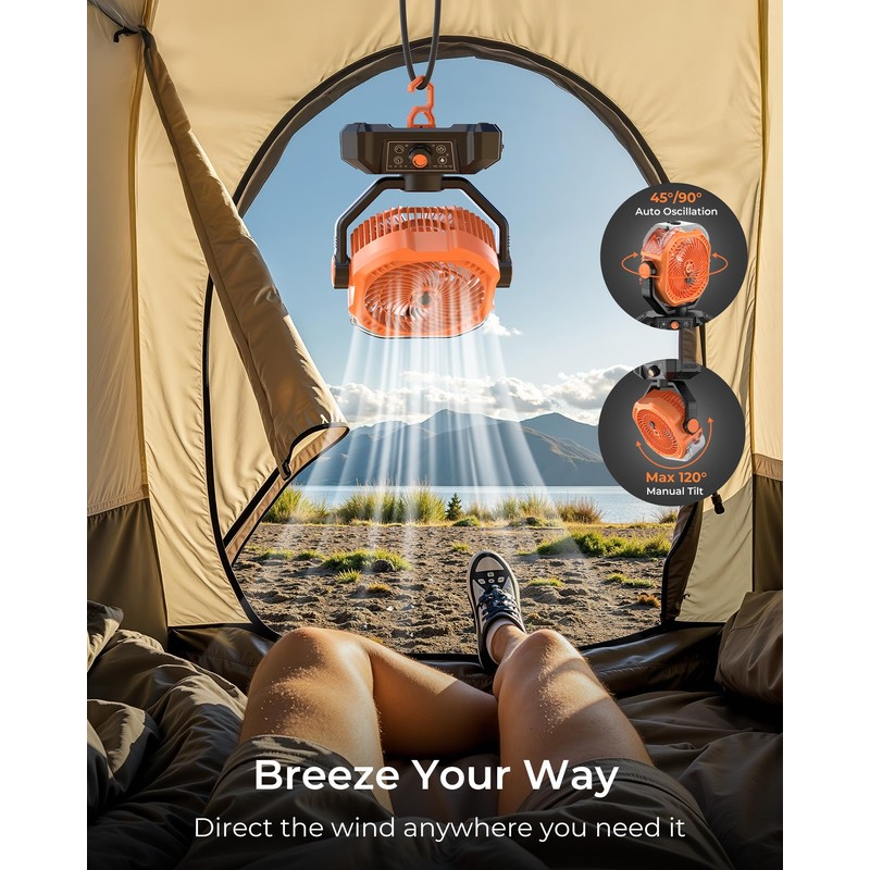 Portable Camping Fan, Misting Desk Fan with Remote, 360ML Water