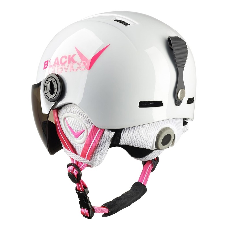 Black Crevice Leogang Children's Visor Helmet, White Shiny/Pink, 48-52 cm