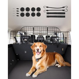 VEVOR Dog Car Barrier, 36.6"-60" Adjustable Car Divider for Trunk Cargo Area, Universal-Fit Back Seat Heavy-Duty Wire Mesh Dogs Separator Guard Net, Vehicle Pet Barrier for Sedans, Trucks and SUVs